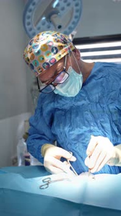 Surgeon Performing Operation in Operating Room