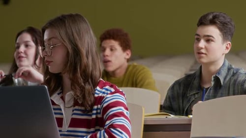 Students Attending Lecture in University Hall