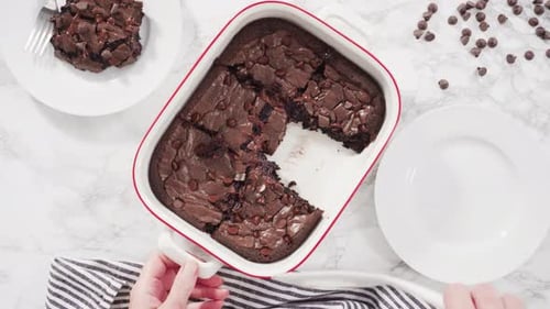 Freshly Baked Chocolate Brownies Arranged Artfully