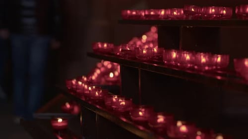 Red Wish And Pray Candles In A Catholic Church 18
