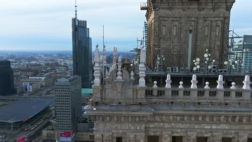 Aerial View Palace of Culture and Science in Warsaw Poland