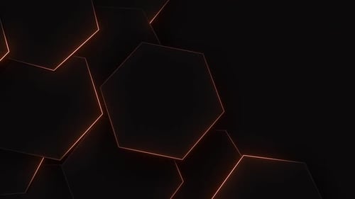 Abstract hexagonal shapes with glowing orange lines