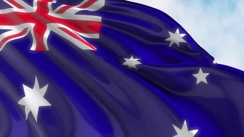 Realistic Australian Flag Waving Motion Graphic