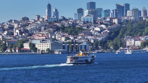 Istanbul Bosphorus Bridge Sea and Ships Aerial View 3