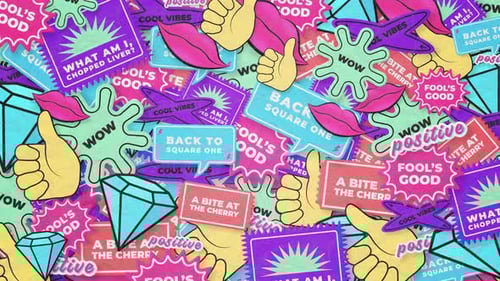 Animated Pop Art Sticker Collage Background Loop