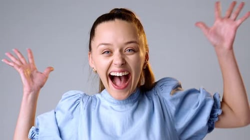 Woman Expressing Joy and Excitement