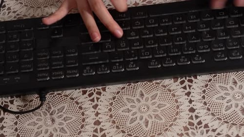 Close-Up Hands Typing on Computer Keyboard, 4K Macro B-Roll