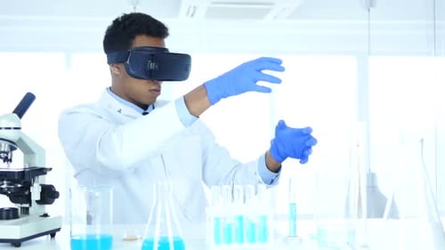 Researcher Using Virtual Reality for Science Research