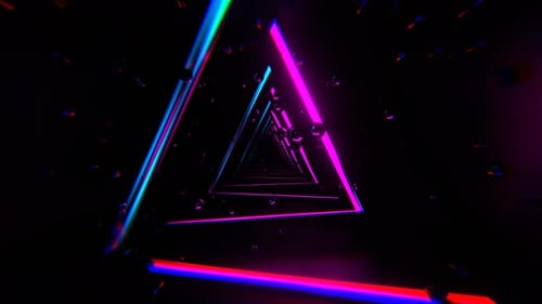 Couloir triangulaire abstrait cyan et rose avec fond de sphères en lévitation Vj Loop I 4K