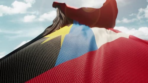 Antigua and Barbuda Flag Waving Realistically in Sunlight