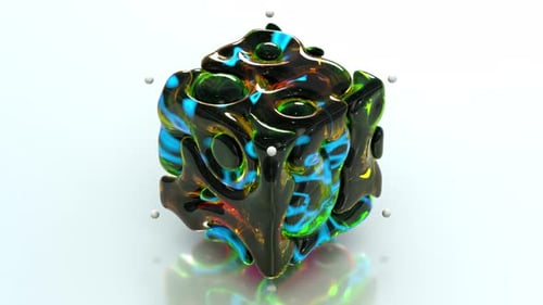 Abstract Morphing Liquid Cube with Glowing Colors