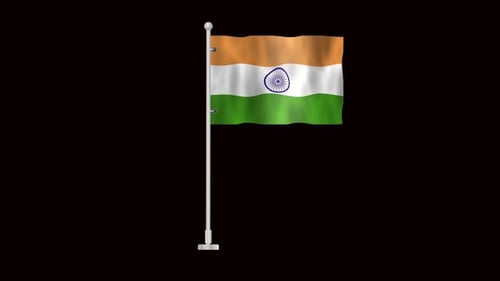 Seamless Loop Waving Indian Flag on Flagpole