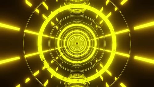 Yellow Golden Rings Tunnel Vj Loop Background