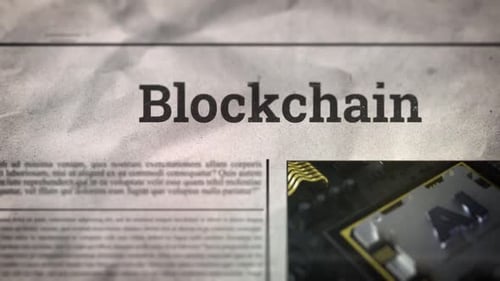 Blockchain Technology Newspaper Headline Animation