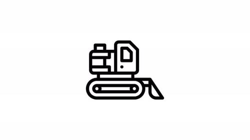 Bulldozer – Line Animated Icon – Alpha Channel – 4K