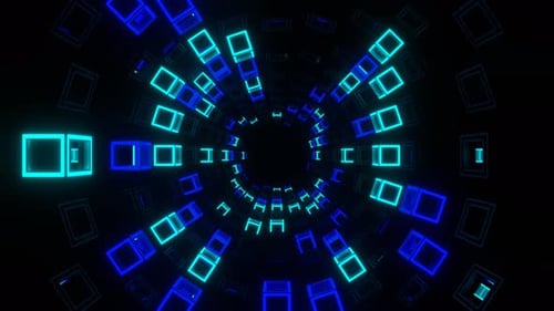 Blue And Cyan Movement Through Strobe Squares Background Vj Loop In K