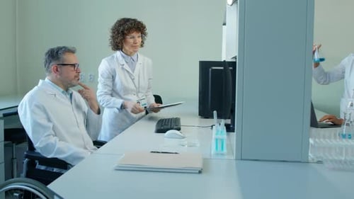 Medical Researchers Collaborating in a Modern Laboratory
