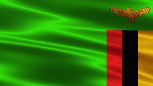 Animated Zambia National Flag Waving Loop Background
