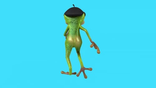 Fun 3D cartoon frog running (with alpha channel)