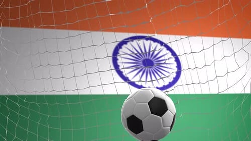 Balle de but dans le fond net de football indien