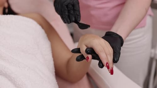 Gel Application on Hand at Beautician Spa
