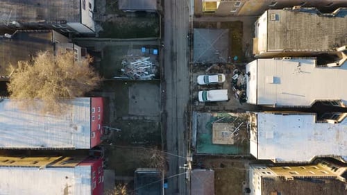 Top Down View of Street Alley in Poor Chicago South Side Neighborhood
