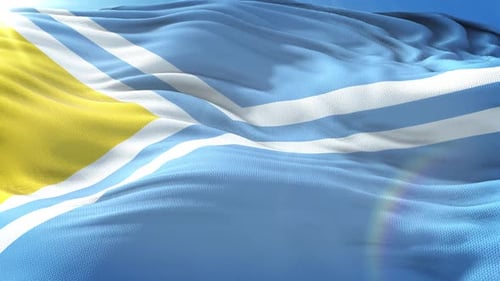 Realistic Waving Flag Animation against Blue Sky