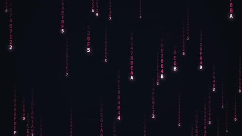Red matrix digital code rain falling characters hacking technology background loop