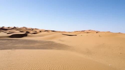 The high sand dunes of the Sahara in Merzouga,Erg Chebbi, Morocco.