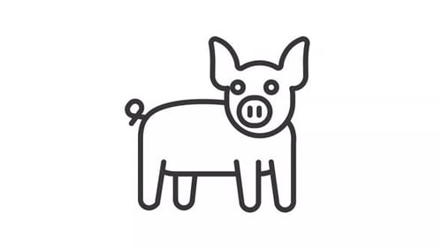 Animated Pig Icon with Wiggling Tail and Twitching Nose