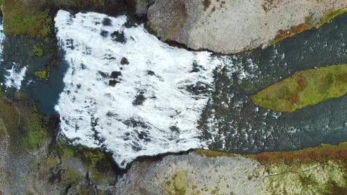 Aerial Flight Over Dynjandi Waterfall Iceland Nature