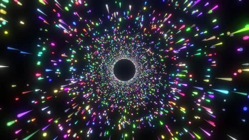 Cosmos Space Tunnel Color changing particle On Dark Background. Wormhole In Space, Futuristic Sci-fi