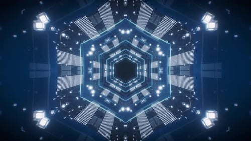 Abstract neon kaleidoscope pattern with glowing effects