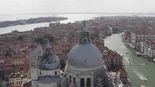 Aerial view of Santa Maria della Salute, Italy.