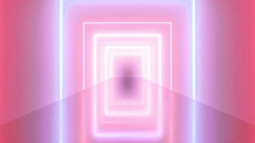 Glowing pink tunnel with neon lights