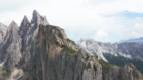 Aerial view of mountains in Dolomites, Italy.