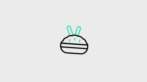 Minimalist Animated Rice Bowl Icon with Chopsticks