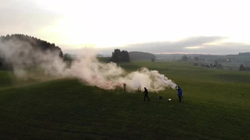 Drone view on smoke bombs