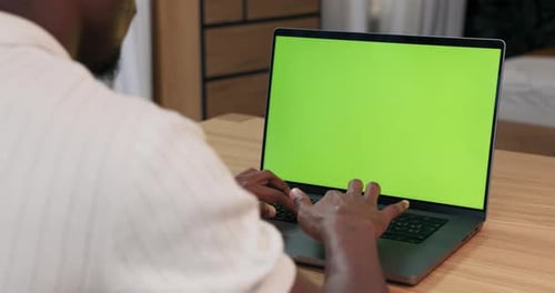 Male Learn By Computer Online Tutoring Project Writing Remote Learning Boy Sits at Home By Laptop