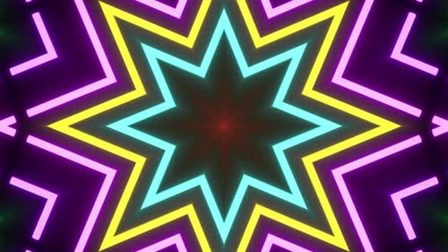Neon Star Kaleidoscope Pattern Loop