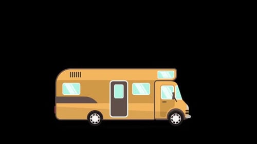 2D Campervan at Road Alpha Channel