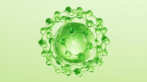 Molecule and green cosmetics liquid ball background
