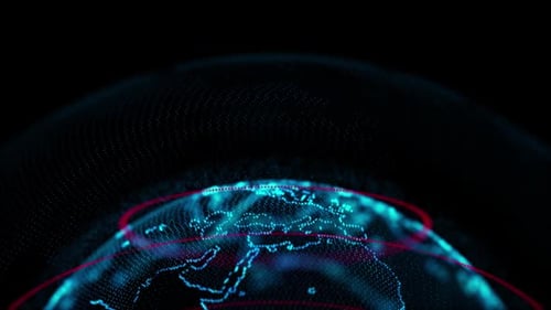 3D Blue Digital Earth Rotierender Netzwerk-Alphakanal