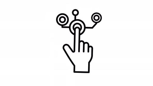 Animated Hand Interacting Digital Network Interface Icon