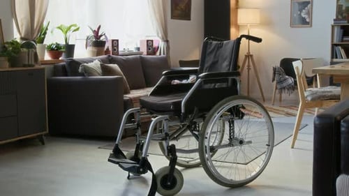 Empty Wheelchair in a Bright Living Room