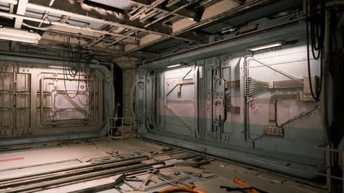 Cargo Terminal on a Large Space Station Bustling with Activity and Technology