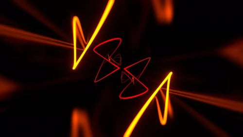 Orange And Red Laser Neon Glow In Infinite Flow Background VJ Loop In 4K