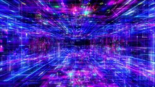 Futuristic Neon Digital Tunnel Loop Background