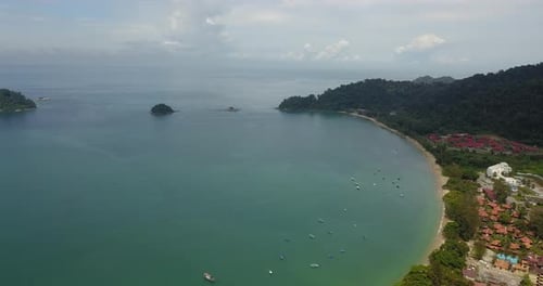 Aerial view of fisherman boat at Pangkor Island beach