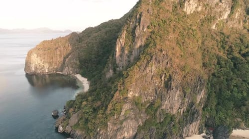 Aerial Drone Shot of High Mountain Covered with Tropical Forest Tropical Landscape Travel Concept
